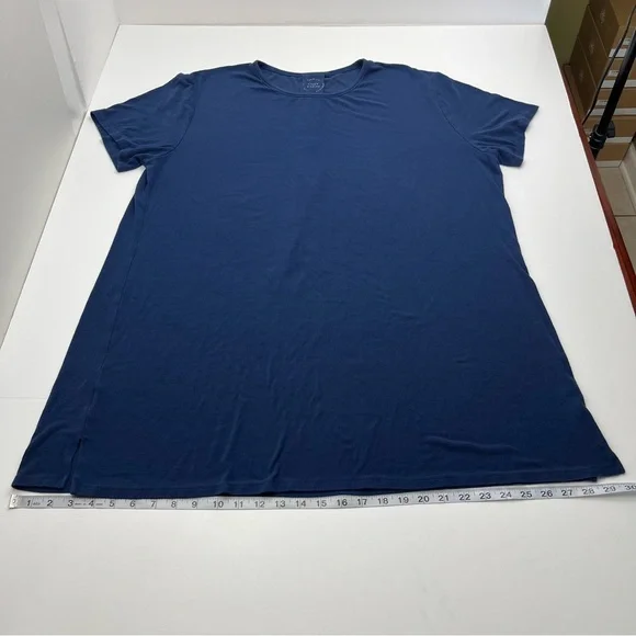 Cozy Earth Women Bamboo Rib-Knit Boyfriend Sleep Dress Navy Blue XL‎ *TINY FLAW